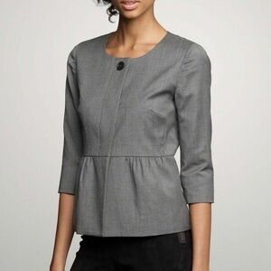 J. Crew Charcoal Peplum Grey Wool Blazer‎ Size 4 Preppy
